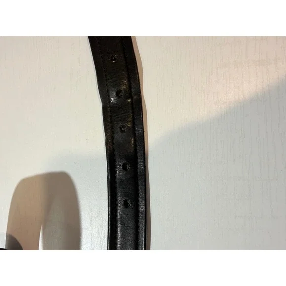 Cole Haan Mens Black Leather Belt – Size 42 Silver Buckle‎ Classic - Picture 6 of 7